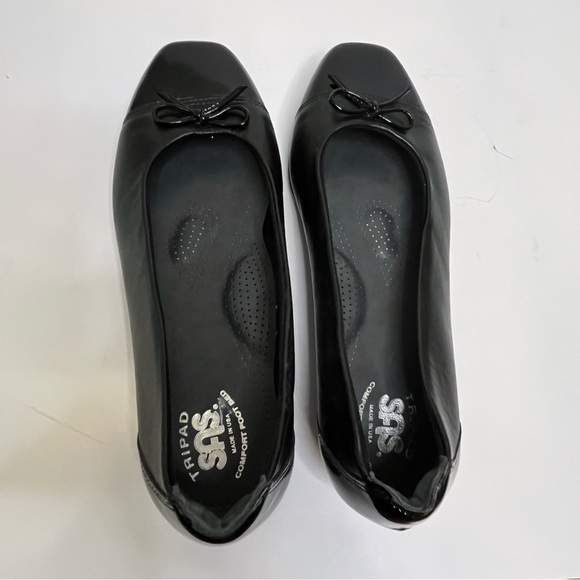 SAS Coco Tripad Comfort Women's Black Leather Patent Bow Slip On Flats Size 8 W - Picture 13 of 15